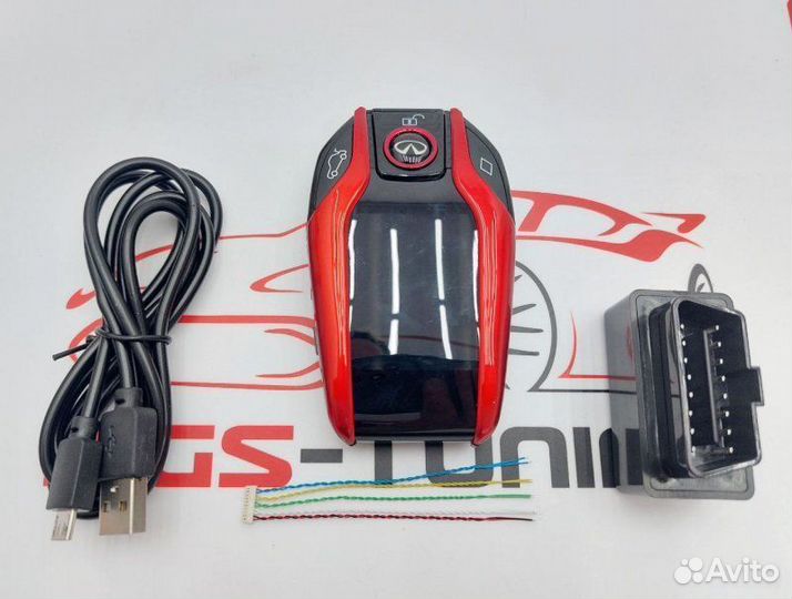 Смарт ключ Инфинити дизайн BMW красный с экраном