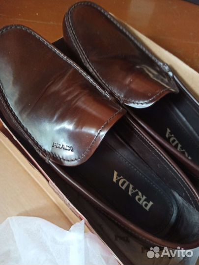Мокасины prada кожаные