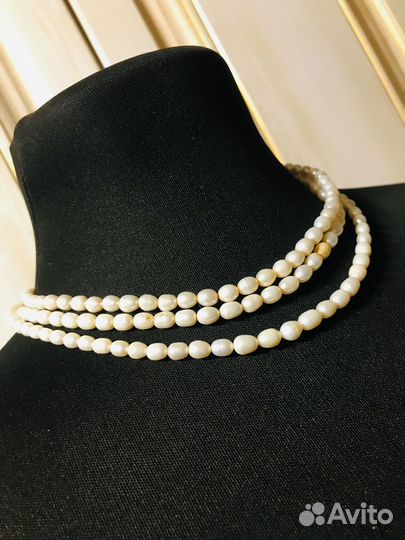 Колье, бусы натуральный жемчуг