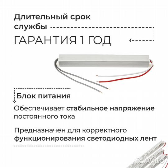 Блок питания для светодиодной ленты 24В 1,5A 36Вт