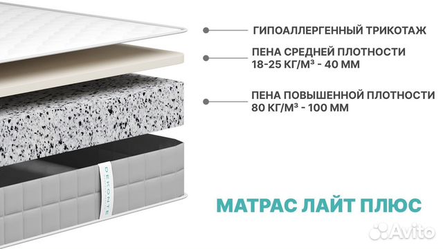 Матрас беспружинный 140х200 см