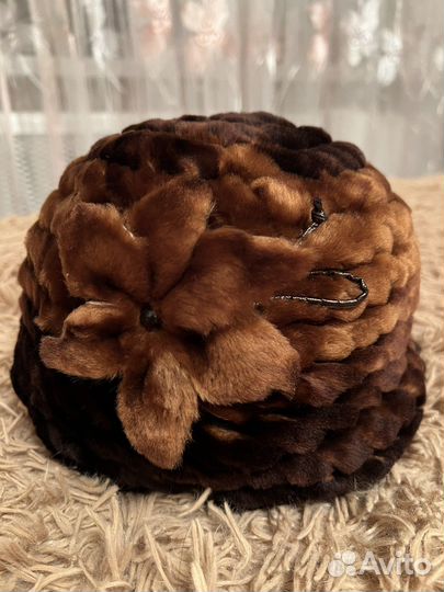 Мутоновая вчзаная шапка