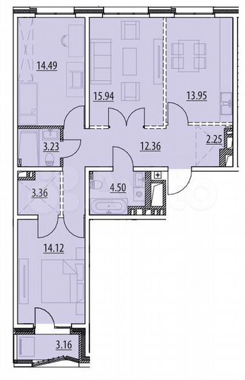 3-к. квартира, 87,4 м², 10/13 эт.