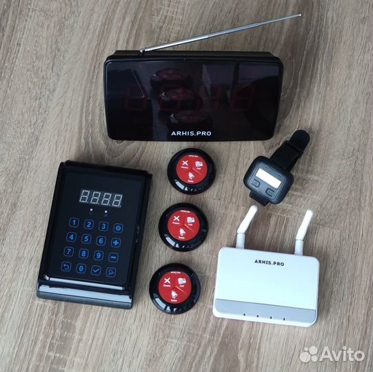 Кнопка вызова официанта, персонала с часами