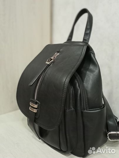 Рюкзак женский натуральная кожа черный