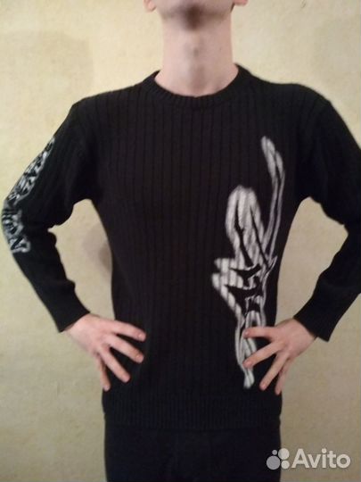 Пуловер черный, 100 хлопок