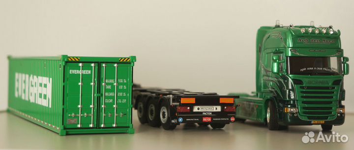1/50 тягач Scania контейнеровоз контейнер Evergre