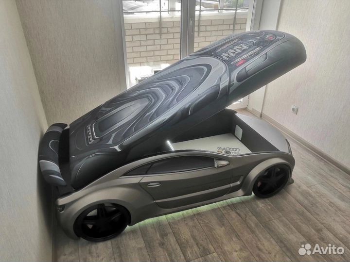 Детская кровать машина графит