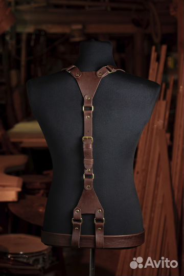 Мужские подтяжки, ручная работа, натуральная кожа