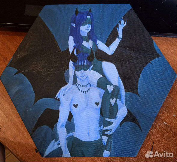 Картина холст на картоне суккубы