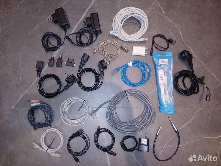 Кабели разные, провода, переходники, блоки питания