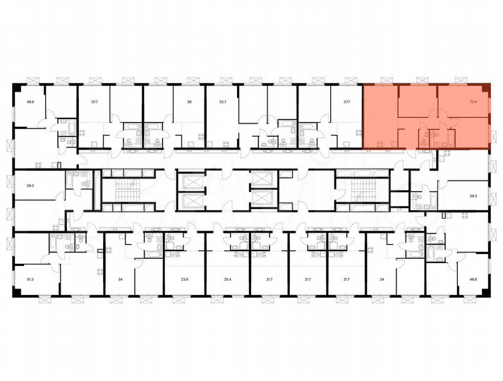 3-к. квартира, 73,4 м², 21/24 эт.