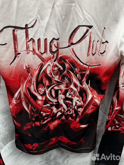 Лонгслив Thug Club White-RED Classic Logo Оригинал