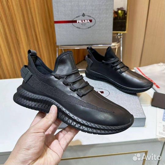 Мужские кроссовки Prada натуральная кожа
