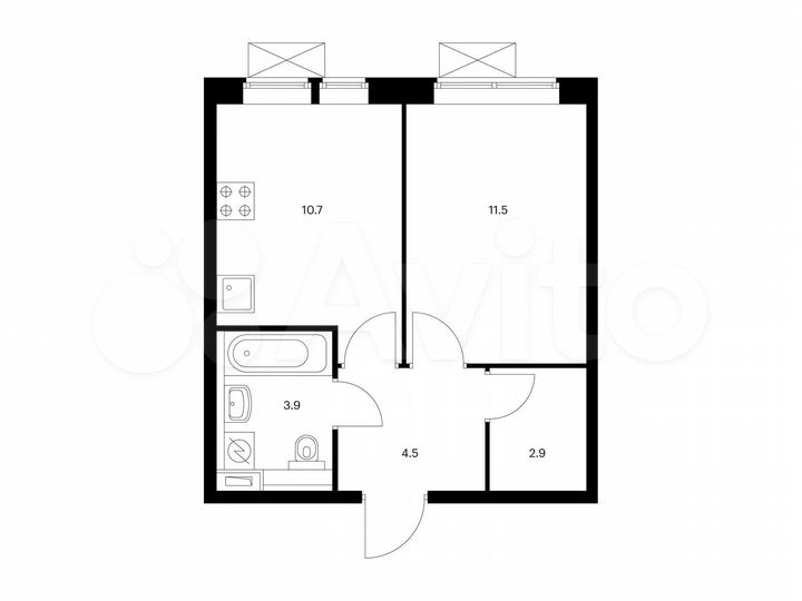 1-к. квартира, 33,5 м², 7/17 эт.
