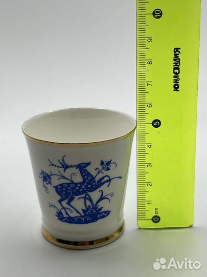 Винтажная стопка лфз. Олень. Костяной фарфор