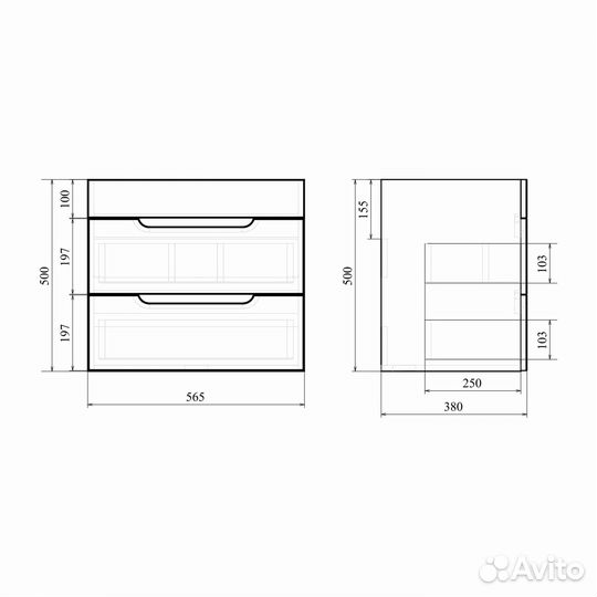 Тумба и раковина подвесная Soho Quadro