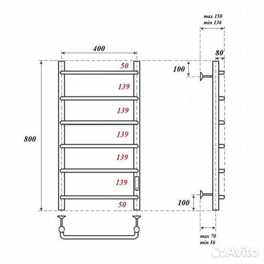 Электрический полотенцесушитель Point 08 PN08848B