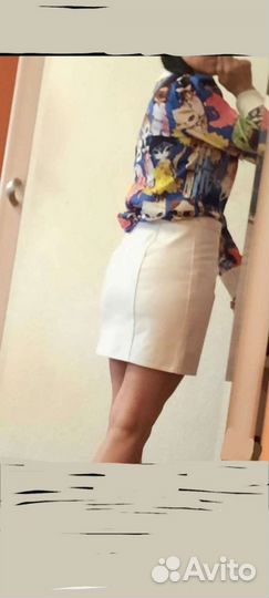 Юбка натуральная кожа белая