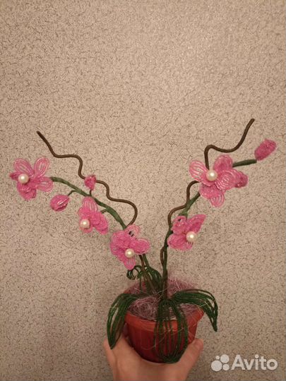 Цветы из бисера и кофе