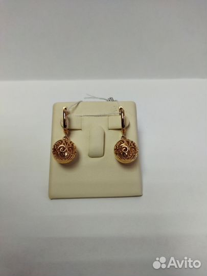Золотые серьги шары 585 проба