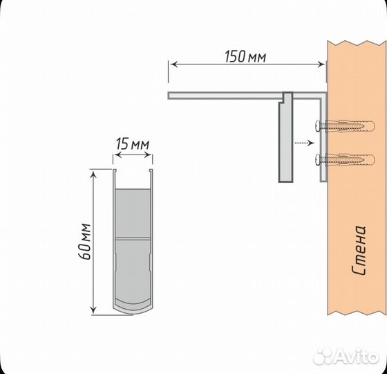 Карниз для штор двухрядный 110 см