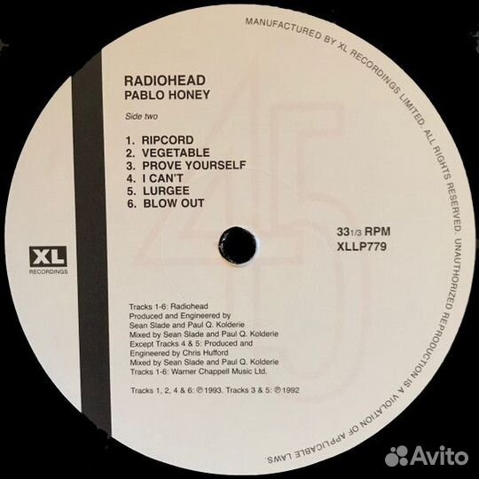 Винил Radiohead: Pablo Honey