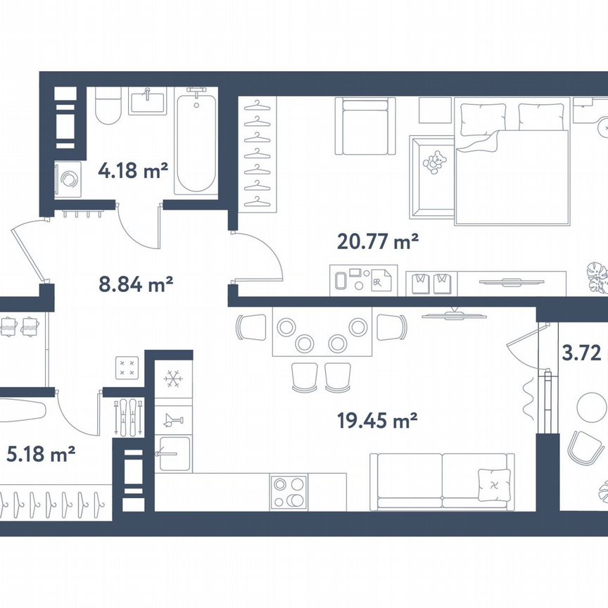 1-к. квартира, 60,3 м², 3/11 эт.