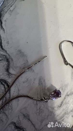 Серьги серебро длинные 925