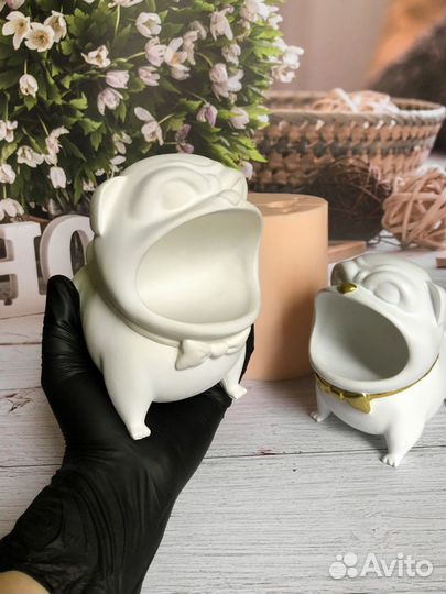 Силиконовая форма для гипса Бульдог конфетница