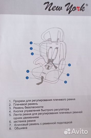 Детское автокресло 9 до 36 кг новое с паспортом