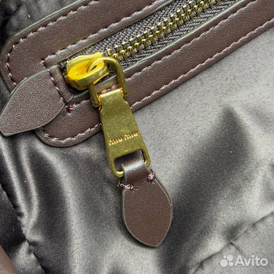 Сумка с ручками натуральная кожа MIU MIU шоколад