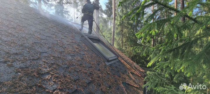 Мойка крыш, очистка мха, обработка, гарантия