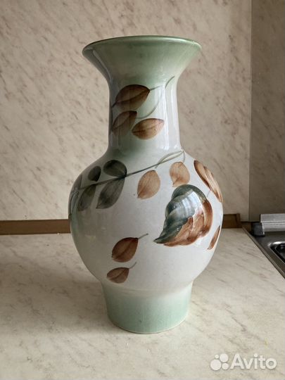 Керамическая ваза СССР большая с рисунком