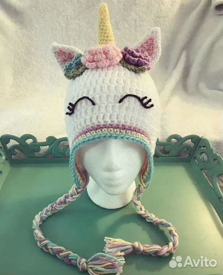 Шапка вязаная единорог, вяжу на заказ
