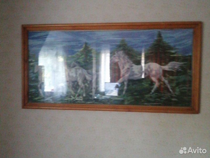 Картина Кони, вышивка