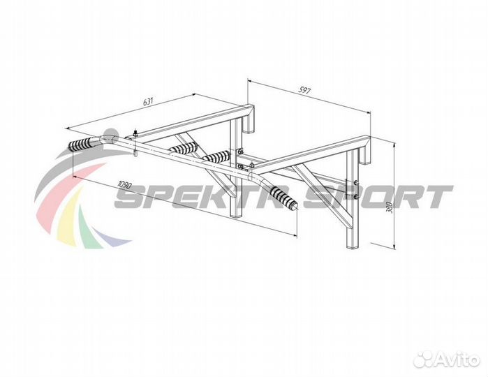 Турник навесной на гимнастическую стенку Spektr Sp