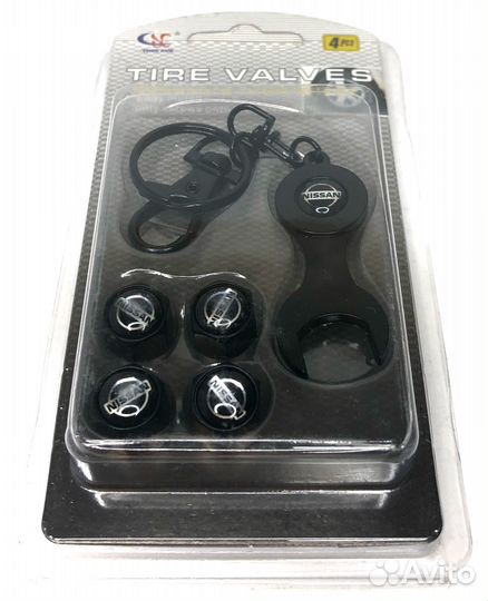 Колпачки на ниппеля - Nissan (с ключом/черный) (Че