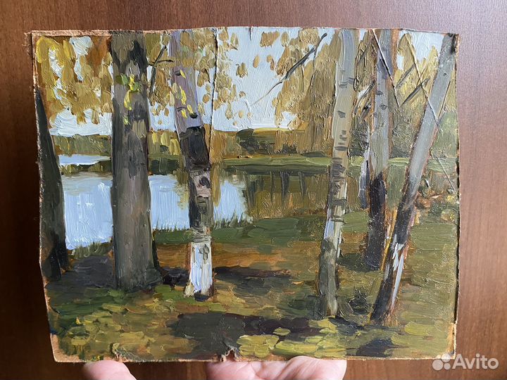 Этюд маслом картина лес берёзы живопись пейзаж