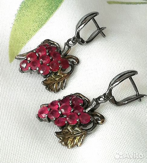 Серьги рубин серебро С207