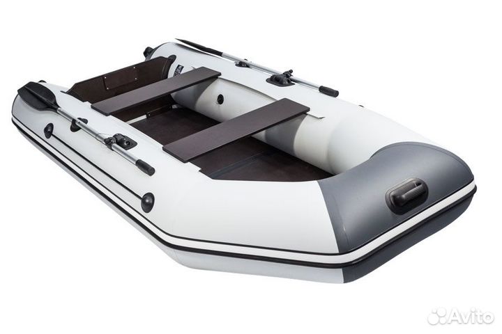 Лодка Аква 2900 Слань-книжка Киль; бело-серая