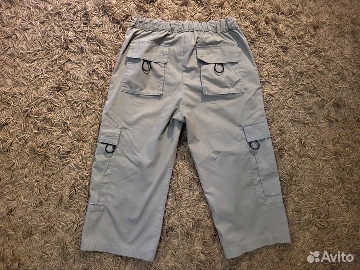 Брюки карго укороченные бежево-зеленые Bonprix