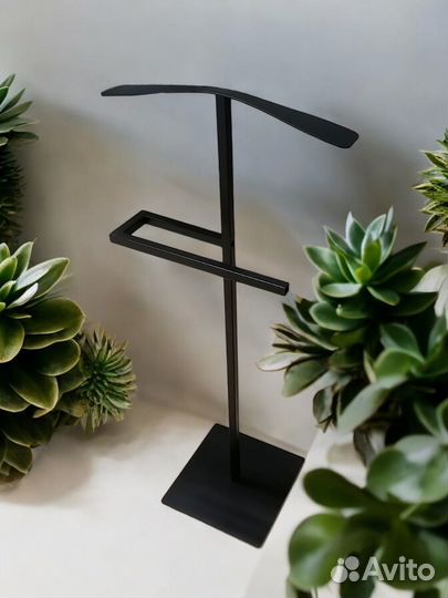 Вешалка прикроватная черная, металл профиль 20 мм