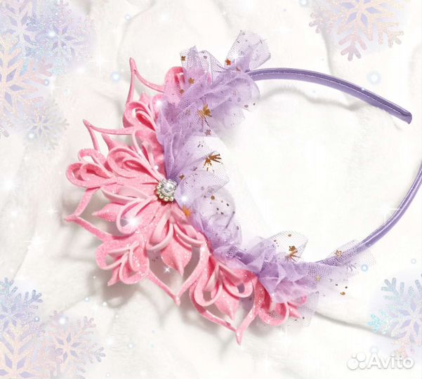 Ободок для волос ручной работы снежинка