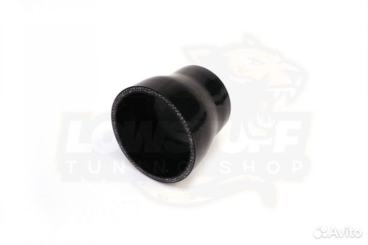 Патрубок силиконовый прямой 76 мм в 57 мм длина 76 мм стенка 5мм черный