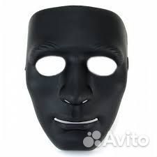 Маска Кабуки - Лицо Черное, пластик, без размера