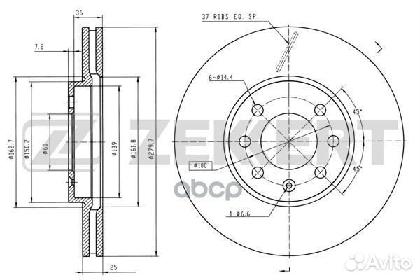 Диск торм. перед. Opel Astra H 04- Meriva A 03
