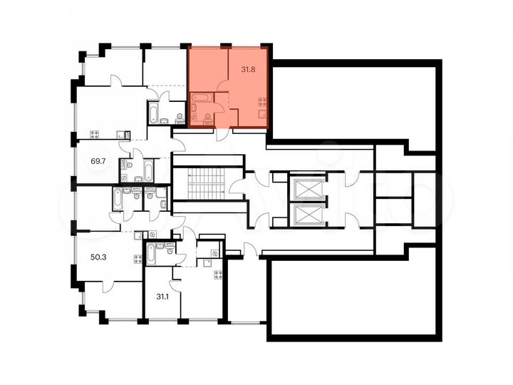 1-к. квартира, 31,8 м², 32/32 эт.