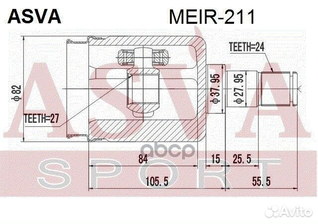 ШРУС внутренний правый 27x38x24 meir-211 asva