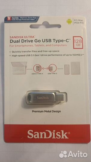 Флэшка SanDisk Ultra Dual type-c 128 Gb